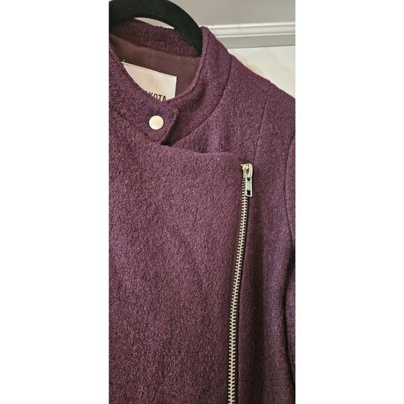 BB Dakota Womens XS Wool Blend Coat Burgundy Zip Closure Zip Pockets Band Collar - Picture 5 of 8